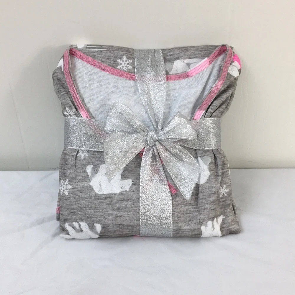 Justice Sleep Set Girls Long Sleeve Pink Polar Bear PJ Set Size 20/22 NWT